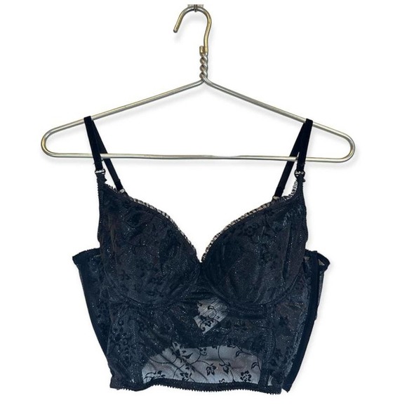 Y2K Floral Mesh Bustier Top - Picture 1 of 4